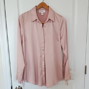 Motherhood Maternity Blouse Womens Size Small Vacay Resort Long Sleeve Soft Pink